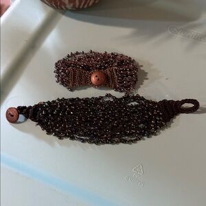 Brown and black Beaded Bracelet Set